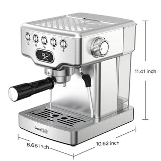 Geek Chef Espresso Machine, 20 Bar Espresso Machine With Milk Frother For Latte, Cappuccino, Macchiato, For Home Espresso Maker, 1.8L Water Tank, Stainless Steel, Ban On Amazon Phosgene