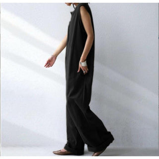 Temperament Pure Color Sleeveless Jumpsuit For Women - Phosgene