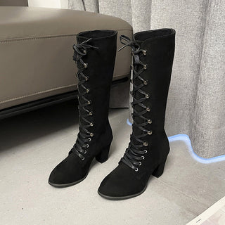 Plus Size Simple Lace Up Knight Boots Children's High - Phosgene