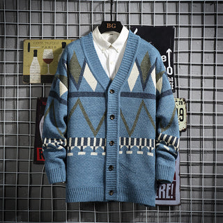 Autumn And Winter New Style Japanese Men's Handsome Knit Sweater Youth Cardigan Sweater - Phosgene