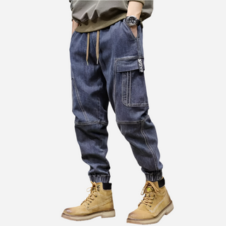 Men's Loose Retro Elastic Waist Jeans