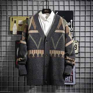 Autumn And Winter New Style Japanese Men's Handsome Knit Sweater Youth Cardigan Sweater - Phosgene