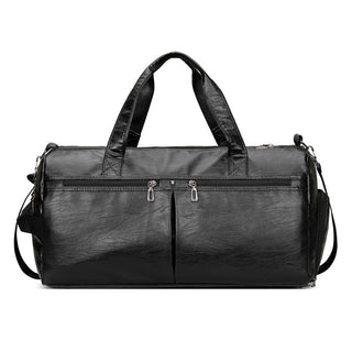 Large Capacity PU Leather Travel Bag Men Black Can Be Hung And Pulled - Phosgene