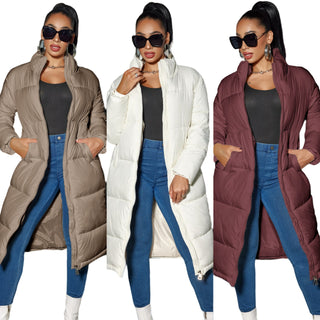 Women's Fashion Zipper Cotton Coat With Solid Color Warm - Phosgene