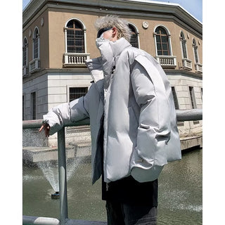 American High Street Solid Color Short Thickened Cotton Padded Coat - Phosgene