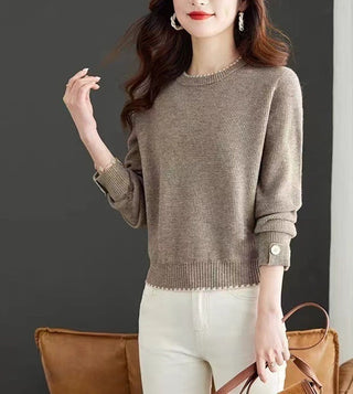 Women's Knitwear Simple Crew Neck Pullover Sweater - Phosgene