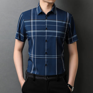 Short Sleeve Plaid Shirt Trendy Thin Young And Middle-aged Half Sleeve Lining Phosgene