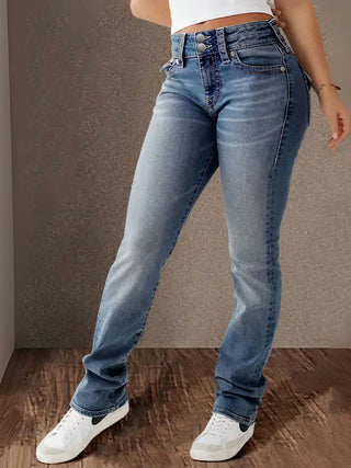 Spring And Summer New Women's Stretch Washed High Waist Jeans Casual Jeans Phosgene