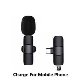 Wireless Lavalier Microphone Portable Audio Video Recording Mini Mic For I Phone Android Long Battery Life Live Broadcast Gaming - Phosgene