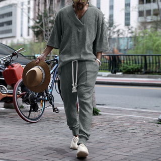 Casual Sweater Suit Men's Loose Short-sleeved T-shirt Trousers Phosgene