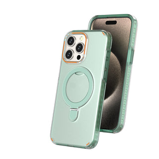 New Colorful Magnetic Bracket Phone Case With Holder Stand Cover For Magesafe Magnetic Transparent Wireless Charge Case For Phone - Phosgene