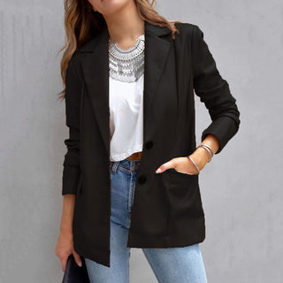 Long Sleeve Button Pu Cardigan Coat For Women - Phosgene