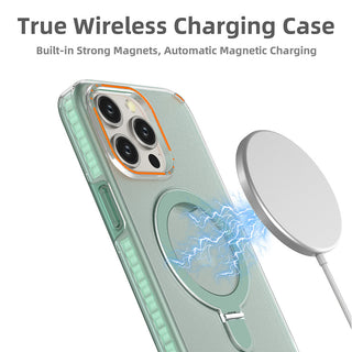 New Colorful Magnetic Bracket Phone Case With Holder Stand Cover For Magesafe Magnetic Transparent Wireless Charge Case For Phone - Phosgene