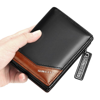 PU Leather Multifunctional Zipper Short Men's Wallet - Phosgene