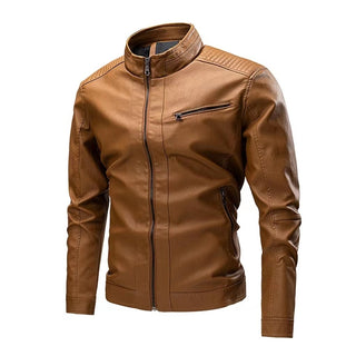 Spring And Autumn Cross-border Casual Men's Leather Clothing Stitching Motorcycle Retro Fashion Leather Jacket Coat - Phosgene