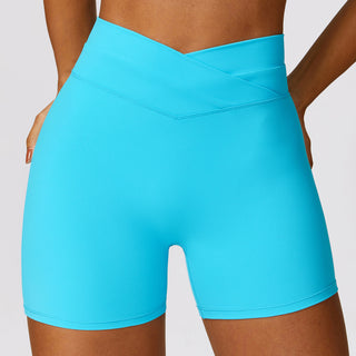 Skinny Hip Raise Yoga Shorts Brushed Cross High-waisted Trousers Phosgene