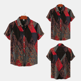 Men's Casual Short Sleeve Floral Shirt Camo Phosgene