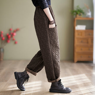 Autumn And Winter Loose Plus Size Quilted Retro Casual Thickening Harem Pants - Phosgene