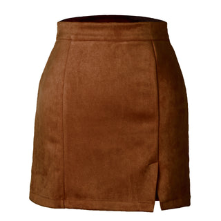 Autumn And Winter Suede A- Line Korean Style High Waist Fashion Sexy Skirt - Phosgene