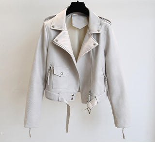 Women's Short Leather Jacket Spring And Autumn - Phosgene