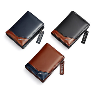 PU Leather Multifunctional Zipper Short Men's Wallet - Phosgene