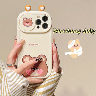 Super Cute Cartoon Cute Little Animal Push And Pull Lens Mobile Phone Case - Phosgene