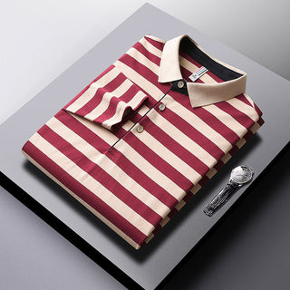 Men's Long-sleeved T-shirt Striped Tb Cotton Lapel Phosgene