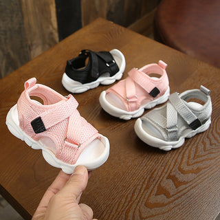 Girls' Solid Color Velcro Korean Style Sandals - Phosgene