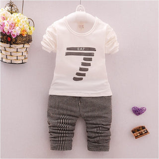 spring and autumn new boys and girls zipper striped trousers suit children's suit - Phosgene