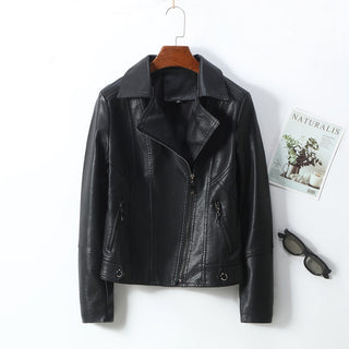 Women's Lapel Short Small Leather Coat - Phosgene