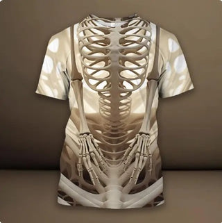 Men's 3D Skull Pattern European Hip Hop Trendy 3D Printed T-shirt Phosgene