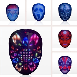 Halloween Face Masks Full Color LED Luminous Mask Face Changing Mask Party Bar Props - Phosgene