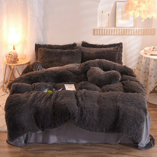 Luxury Thick Fleece Duvet Cover Queen King Winter Warm Bed Quilt Cover Pillowcase Fluffy Plush Shaggy Bedclothes Bedding Set Winter Body Keep Warm - Phosgene