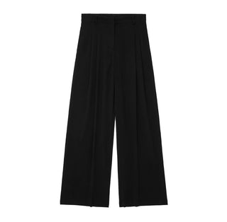 Women's Pleated Decorative High Waist Wide Leg Pants Hanging Collar Vest Phosgene