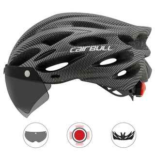 Road mountain bike riding helmet with lens and brim taillight - Phosgene