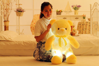 Creative Light Up LED Teddy Bear Stuffed Animals Plush Toy Colorful Glowing Christmas Gift For Kids Pillow - Phosgene