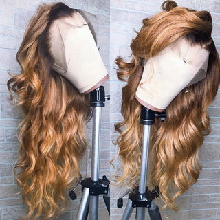 Ombre Lace Front Human Hair Wigs Remy Colorful - Phosgene