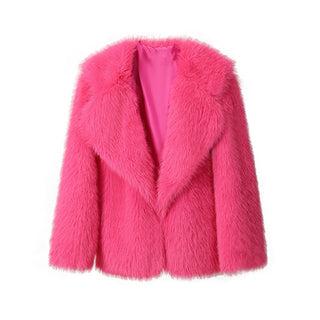 Lapel Leather Fur Coat Women's Artificial Wool Clip Coat - Phosgene