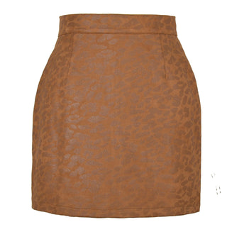 Bronzing Leopard Suede Skirt European And American High Waist Skirt - Phosgene