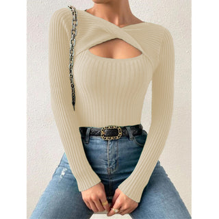 European And American Irregular Hollow Pullover Sweater - Phosgene