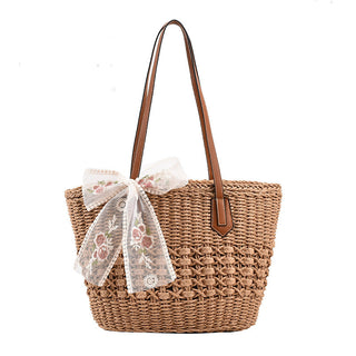 Fashion Women's Bag Weaving Hollow Shoulder Tote Bag - Phosgene