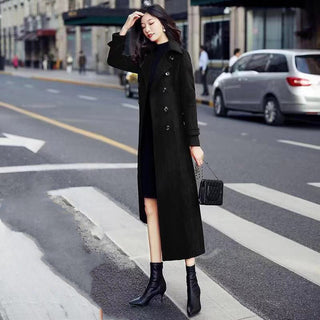 Thick Wool Slim-fit Hepburn Style Ultralong Overknee Overcoat For Women - Phosgene