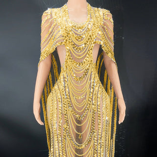 Celebrate Crystal Sequin Evening Gown - Phosgene