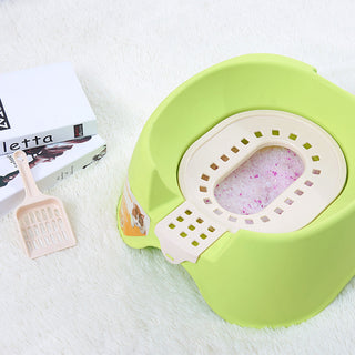 Spillproof Cat Litter Pan Semi-enclosed Oversize  Cat Toilet - Phosgene