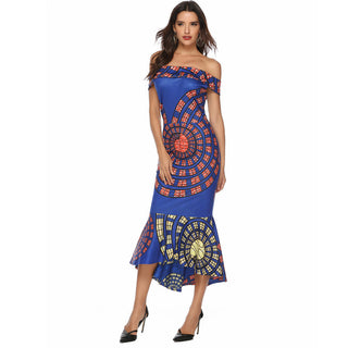 New Sexy Off-shoulder Printed Sheath Dress - Phosgene