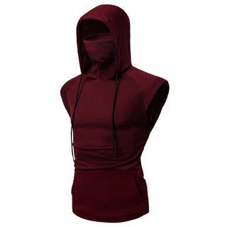 Mens Mask Button Sports Vest Hooded - Phosgene