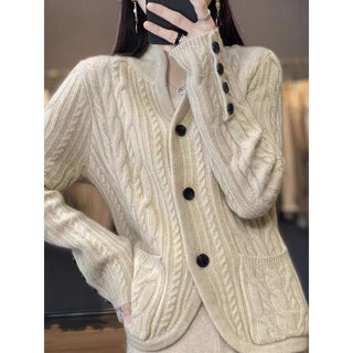 Western Style Pocket Knitted Wool Jacket - Phosgene