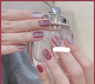 Milk Tea Crystal Stone Cat Eye Nail Polish Phosgene