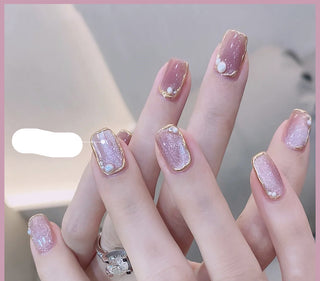 Milk Tea Crystal Stone Cat Eye Nail Polish Phosgene