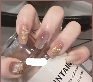 Milk Tea Crystal Stone Cat Eye Nail Polish Phosgene